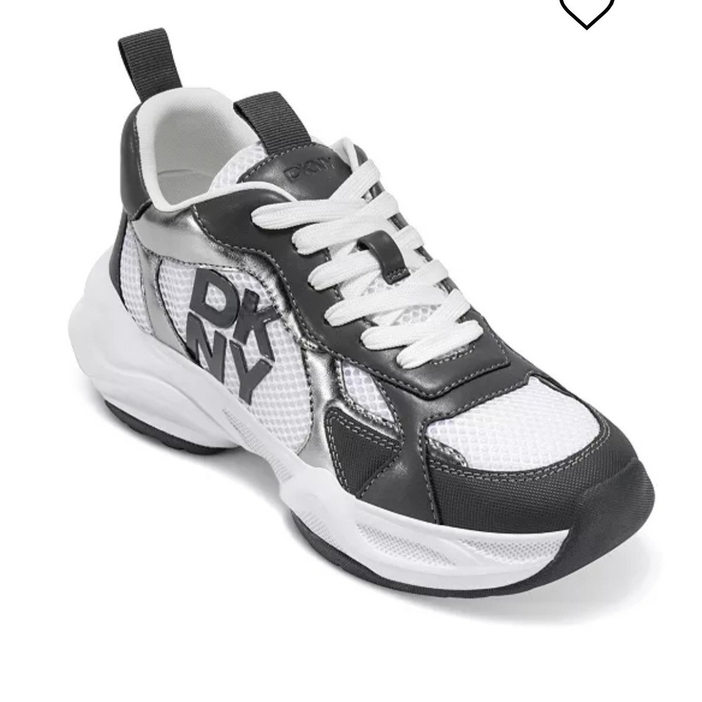 DKNY Women's Deyoung Chunky Sneakers In White, Dark gray Size 10 M